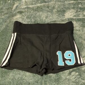 Black Juniors Athletic Shorts with Blue '19' Patch